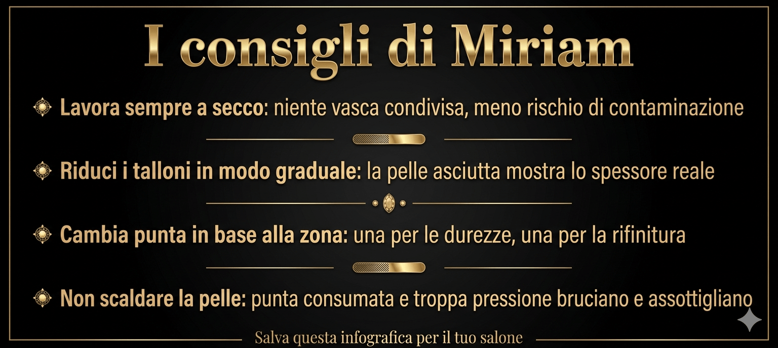 I consigli di Miriam per una pedicure a secco con la fresa sicura e igienica